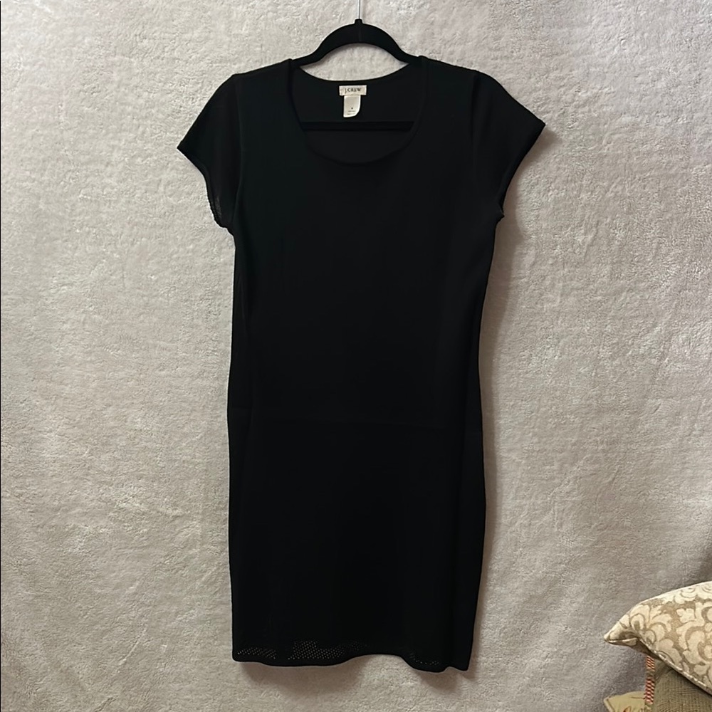 J. Crew Black Sheath Mini Dress Crew Neck Short Sleeve
